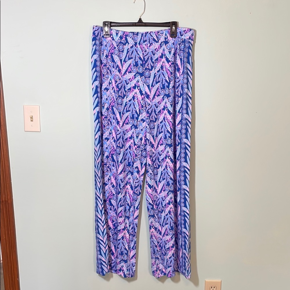 Lilly Pulitzer Allen’s Knit Palazzo Pant Barton Blue Star Gazing XL NWT